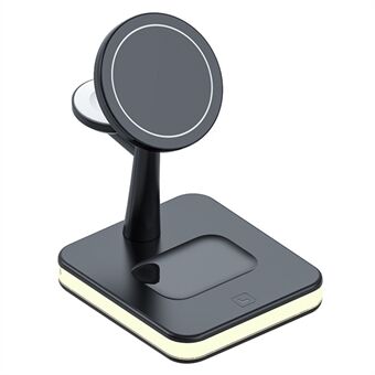J991 3 in 1 Magnetic Adsorption Desktop Wireless Charger for Mobile Phone / Watch / Headphone 15W Max Charging Dock Stand with USB Output