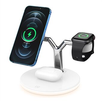 970 For iPhone / Apple Watch / AirPods 3 in 1 Wireless Charger 15W Fast Charging Desktop Stand Cradle with Light