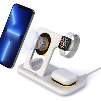 Y36 6-in-1 15W Folding Wireless Charger Night Light Phone Earphone Watch Fast Charging Dock Station