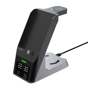 H26 Magnetic Wireless Charger 6-in-1 Wireless Charging Station ABS+PC 15W Fast Charger Stand with Clock