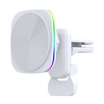 JJT-A92 Car Air Outlet Magnetic Wireless Charger 15W Charging Pad with RGB Light