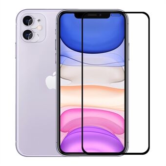 HAT PRINCE for iPhone 11/XR 0.26mm 9H 2.5D Curved Full Screen Protector Film + 0.2mm 9H 2.15D Lens Protector - Black