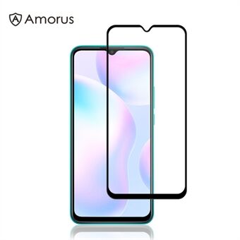 AMORUS Full Glue Full Size Silk Printing Protective Tempered Glass Screen Film for Xiaomi Redmi 9A/9C//9C NFC