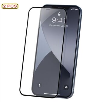 BASEUS 2 PCS 0.23mm Full Screen Coverage Curved Tempered Glass Films for iPhone 12 Pro Max 6.7 inch - Black