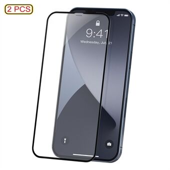 BASEUS 2 PCS 0.23mm Full Screen Coverage Curved Tempered Glass Films for iPhone 12 5.4 inch - Black