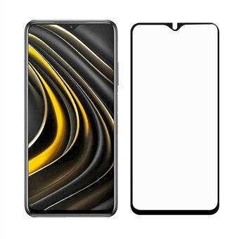 Complete Covering for Xiaomi Poco M3 Full Glue Black Edges Tempered Glass Screen Protector