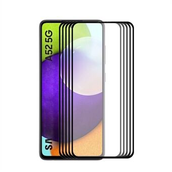 5Pcs/Set HAT-PRINCE 0.26mm 9H 2.5D Tempered Glass Full Screen Covering Protector for Samsung Galaxy A52 4G/5G / A52s 5G [Full Glue] [Full Coverage]