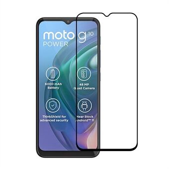 Full Screen Coverage Silk Printing Anti-spy Tempered Glass Protector Film (Side Glue) for Motorola Moto G10 Power
