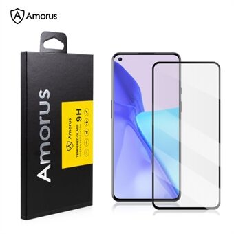 AMORUS Full Glue HD Tempered Glass Silk Print Full Coverage Screen Protector for OnePlus 9