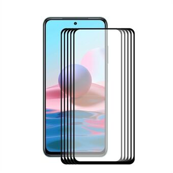5pcs HAT-PRINCE 0.26mm 9H 2.5D Arc Edge Tempered Glass Screen Protection Film for Xiaomi Redmi Note 10 4G/Note 10S