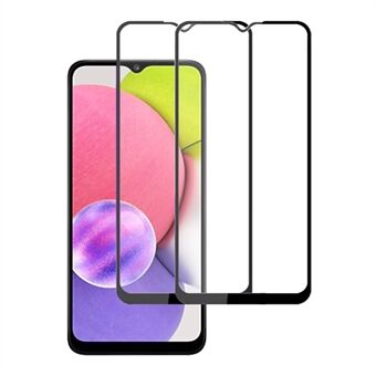 AMORUS 2Pcs/Set High-quality Full Covering HD Full Glue Silk Printing Clear Tempered Glass Screen Protector for Samsung Galaxy A03s (164.2 x 75.9 x 9.1mm)