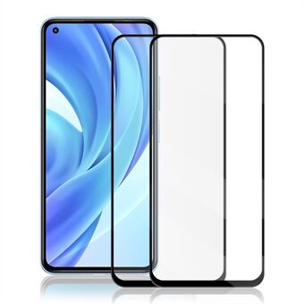 AMORUS 2Pcs/Set Full Size HD Full Glue Silk Printing Secondary Hardening Shatterproof Clear Tempered Glass Screen Protector for Xiaomi Mi 11 Lite 4G/Mi 11 Lite 5G/Xiaomi 11 Lite 5G NE