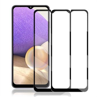 AMORUS 2Pcs Full Glue HD Silk Printing Secondary Hardening Tempered Glass Full Screen Covering Protector Film for Samsung Galaxy A32 4G (EU Version)