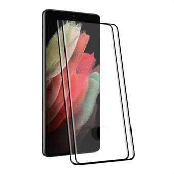HAT PRINCE 2Pcs/Set Ultra HD Full Screen Full Glue 0.26mm 9H Hardness 3D Curved Edge Hot Bending Tempered Glass Protective Film for Samsung Galaxy S21 Ultra 5G (Support for Fingerprint Unlocking)