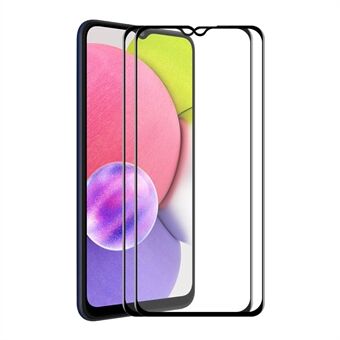 HAT-PRINCE 2Pcs/Set High Clear Anti-fingerprint 6D Silk Printing Full Coverage Full Glue Tempered Glass Screen Protector for Samsung Galaxy A03s (166.5 x 75.98 x 9.14mm)