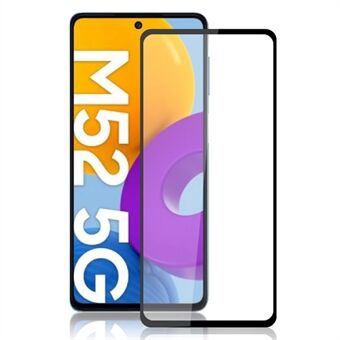AMORUS Full Cover Full Glue 9H Hardness Secondary Hardening Silk Printing Tempered Glass Film for Samsung Galaxy M52 5G - Black