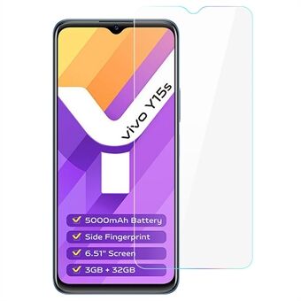 For vivo Y15s 0.3mm Arc Edge Scratch-resistant Explosion-proof Screen Protector Tempered Glass Film