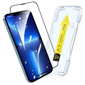 HAT PRINCE For iPhone 13 Pro Max 6.7 inch Tempered Glass Arc Edge Full Screen Coverage Full Glue Phone Screen Film with Easy Installation Tool