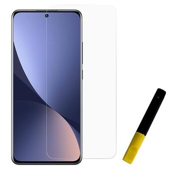 RURIHAI for Xiaomi 12 Pro Full Glue 0.26mm Slim Anti-explosion UV Liquid High-aluminium-silicon Glass Tempered Glass Screen Protector Film [Fingerprint Unlock]