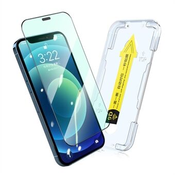 ENKAY for iPhone 12 Pro Max 6.7 inch Anti-dust Anti-scratch Silk Printing Full Glue Green Light Eye Protection Tempered Glass Full Screen Film with Easy Installation Tool
