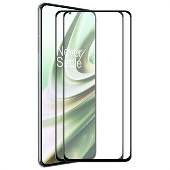 ENKAY 2Pcs/Set Tempered Glass Film for OnePlus 10R, 6D Silk Printing High Aluminium-silicon Glass Full Glue Full Screen Protector Black Edge