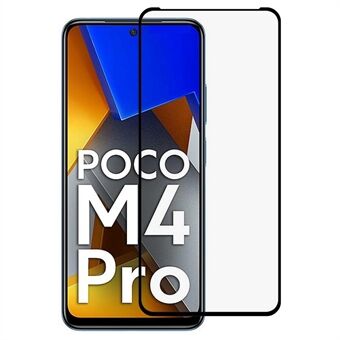 9D Tempered Glass Film for Xiaomi Poco M4 Pro 5G, Full Coverage Sensitive Touch Side Glue Silk Printing Screen Protector