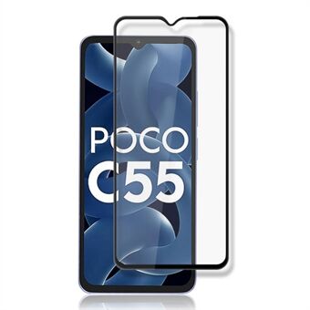 MOCOLO For Xiaomi Poco C55 4G Silk Printing Screen Protector Secondary Hardening Tempered Glass Clear Film - Black
