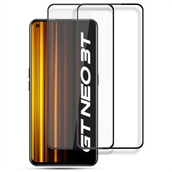 AMORUS 2Pcs/Pack for Realme GT Neo 3T 5G Tempered Glass Full Coverage Protector, Anti-wear Secondary Strengthening Silk Printing Anti-oil Full Glue Film - Black