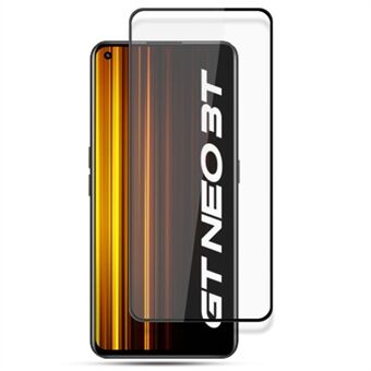 AMORUS for Realme GT Neo 3T 5G Full Coverage Tempered Glass Protector, Anti-scratch Secondary Strengthening Silk Printing Anti-stain Full Glue Film - Black