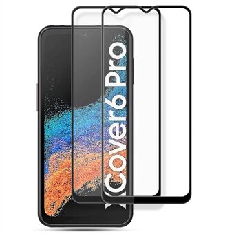 AMORUS 2Pcs / Pack for Samsung Galaxy Xcover6 Pro 5G Tempered Glass Secondary Strengthening Silk Printing Full Glue Full Screen Protector - Black