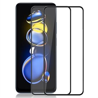 AMORUS 2Pcs / Pack for Xiaomi Redmi Note 11T Pro 5G / Note 11T Pro+ 5G / Poco X4 GT 5G Tempered Glass Full Screen Protector Silk Printing Full Glue Film - Black