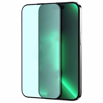 JOYROOM JR-G01 Silk Printing Tempered Glass Film for iPhone 14 6.1 inch, Full Glue Full Covering Green Light Screen Protector Protective Film