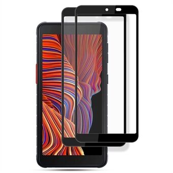 AMORUS 2Pcs  /  Set For Samsung Galaxy Xcover 5 Full Glue HD Anti-oil Tempered Glass Secondary Hardening Silk Printing Full Screen Protector - Black
