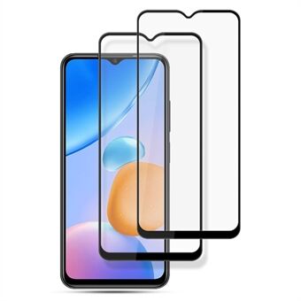 AMORUS 2Pcs / Set For Xiaomi Redmi 11 Prime 5G Silk Printing Tempered Glass Ultra Clear Full Glue Secondary Hardening Full Screen Protector - Black