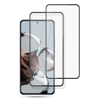AMORUS 2Pcs / Set For Xiaomi 12T 5G / Redmi K50 Ultra 5G HD Clear Full Glue Tempered Glass Secondary Hardening Silk Printing Full Screen Protector - Black