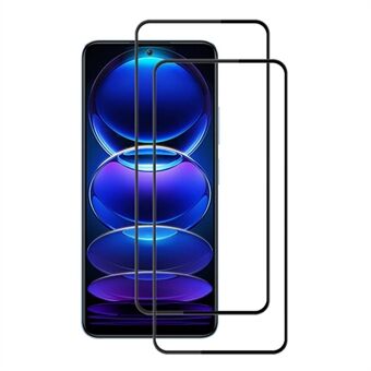 AMORUS 2Pcs / Set For Xiaomi Redmi Note 12 Pro+ 5G Silk Printing Tempered Glass Ultra Clear Full Glue Secondary Hardening Anti-scratch Full Screen Protector - Black