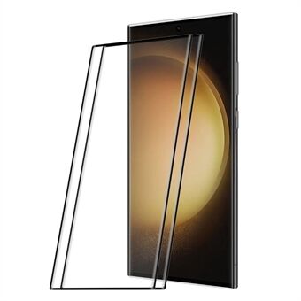 ENKAY HAT PRINCE 2Pcs / Set for Samsung Galaxy S23 Ultra Shatterproof Anti-fingerprint Tempered Glass Film 0.26mm 3D Curved Hot Bending Full Covering Full Glue Screen Protector