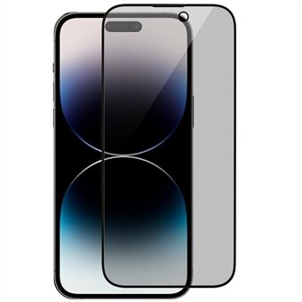 RURIHAI For iPhone 14 Pro Anti-peep Anti-fingerprint Screen Protector 0.26mm Full Glue High Aluminum-silicon Glass Film