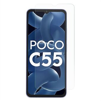 Screen Protector For Xiaomi Poco C55 4G Bubble-Free 0.3mm Arc Edge Clear Anti-fingerprint Tempered Glass Screen Film
