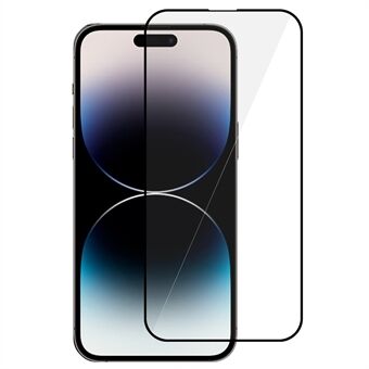 For iPhone 14 Pro Max Full Coverage Screen Protector Silk Printing Transparent Tempered Glass Film