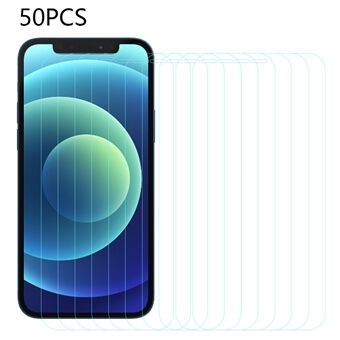 50Pcs For iPhone 12 6.1 inch / 12 Pro 6.1 inch Full Glue Tempered Glass Screen Protector Arc Edge HD Anti-scratch Film