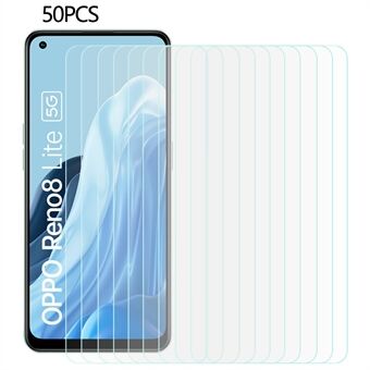 50Pcs / Set For Oppo Reno8 Lite 5G Tempered Glass Protective Film 0.3mm 2.5D Ultra Clear Phone Screen Protector