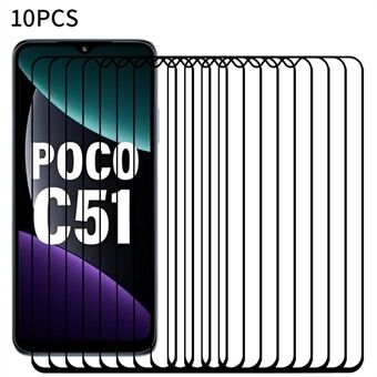RURIHAI 10Pcs Full Cover Screen Protector for Xiaomi Poco C51 4G , High Aluminum-silicon Glass Secondary Hardening 0.26mm Clear Film