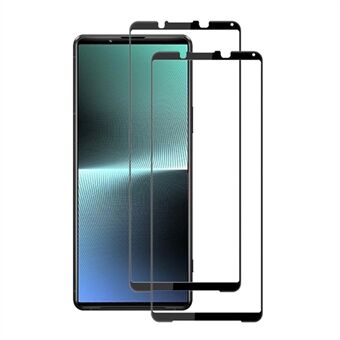 AMORUS 2Pcs For Sony Xperia 1 V Tempered Glass Screen Protector Silk Printing Full Glue Full Cover Phone Film - Black