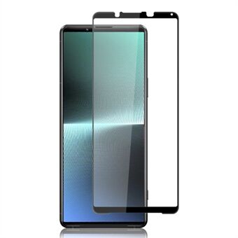 AMORUS Phone Screen Protector for Sony Xperia 1 V Full Glue Silk Printing Tempered Glass Full Cover Film - Black