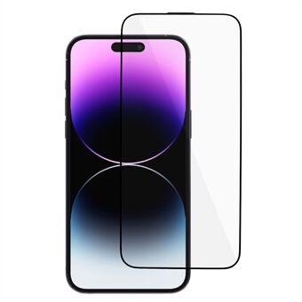 PDGD 2.5D Silk Printing Film for iPhone 15 Pro , Full Glue Full Cover Tempered Glass Screen Protector with Dust-proof Net