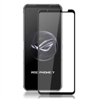 AMORUS Screen Protector for Asus ROG Phone 7 5G , Cover Silk Printing Full Glue Tempered Glass Film Guard - Black
