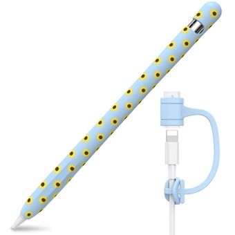 AHASTYLE PT93SF Protective Sleeve for Apple Pencil (1st Generation), Skin-touch Sunflower Pattern Silicone Case Cover
