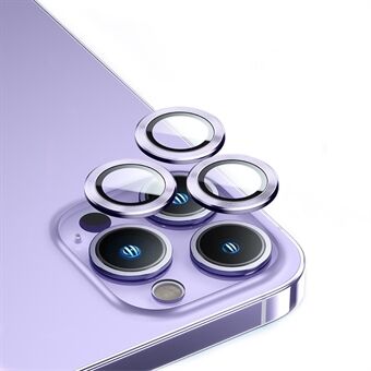 BENKS for iPhone 14 Pro Max Camera Lens Protector Full Cover Clear High Aluminium-silicon Glass Aluminum Alloy Ring Cover