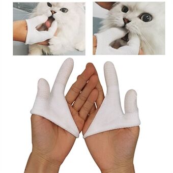 Pet Dog Cat Toothbrush 2-finger Gloves Dental Care Teeth Cleaning Tool